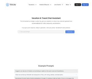 vacation & travel chat (gpt) login ferramenta IA Life Assistant