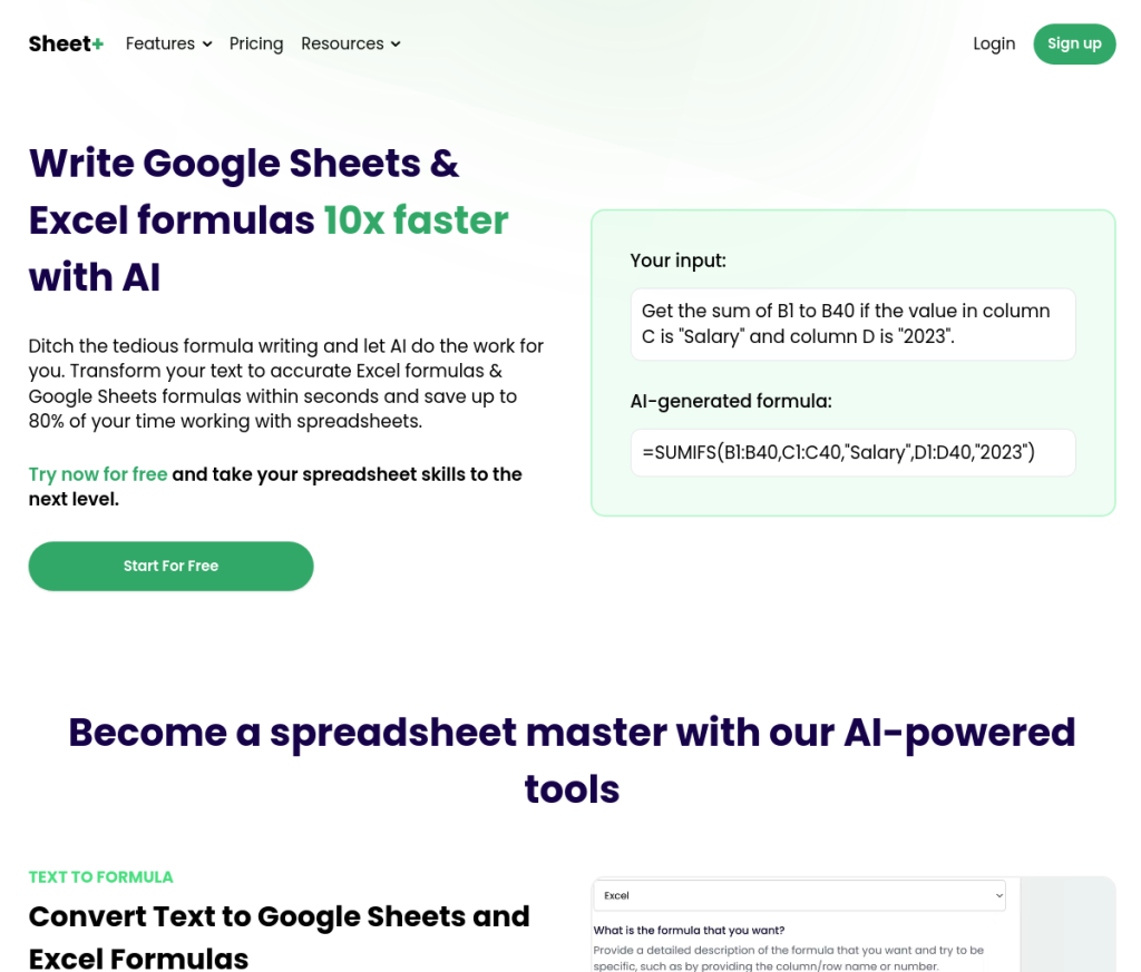 Sheet+ Spreadsheets