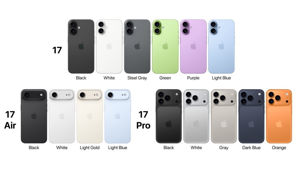 Alle iPhone 17 Farben und Designs in einem Bild